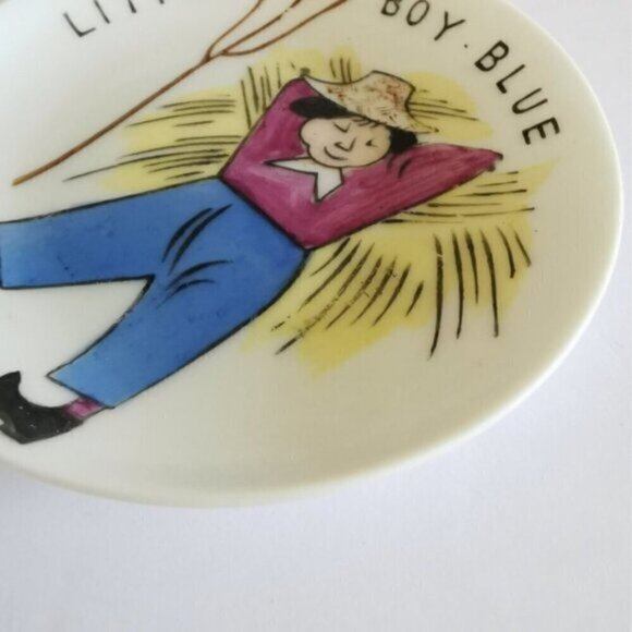 Vintage "Little Boy Blue" Porcelain Ornament, Hand Painted Small Plate Decor - Picture 6 of 7